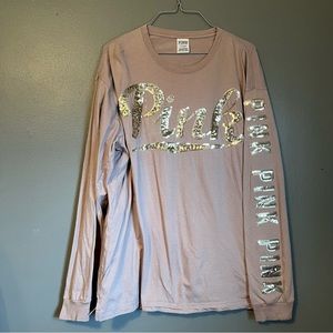 47. EUC PINK Sz Large Mauve Sequin Top!